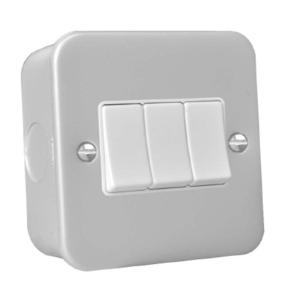 Hamilton MCR23WH-W Metal Clad 3 Gang 2 Way Switch