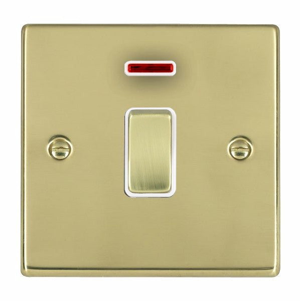 Hartland 71DPNPB-W 1 gang 20AX Double Pole Rocker + Neon Polished Brass with Polished Brass/White Inserts