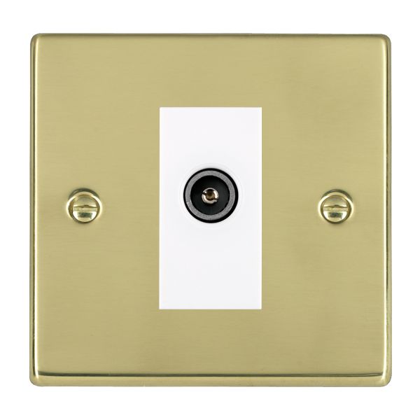 Hartland 71DTVFW 1 gang Non-Isolated TV (female) (DAB Compatible) Polished Brass with White Inserts