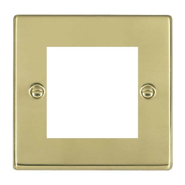 Hartland 71EURO2 2 gang EuroFix 50x50mm Apertured Plate with Grid Polished Brass