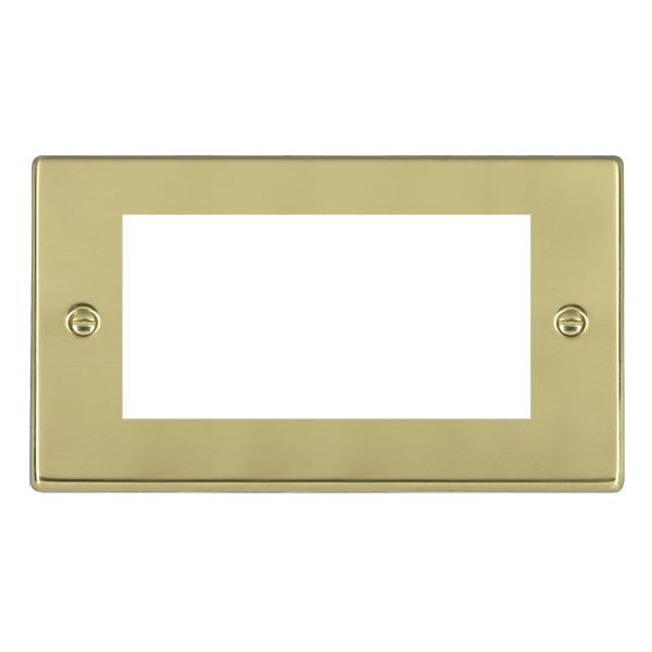Hartland 71EURO4 4 gang EuroFix 100x50mm Apertured Plate with Grid Polished Brass