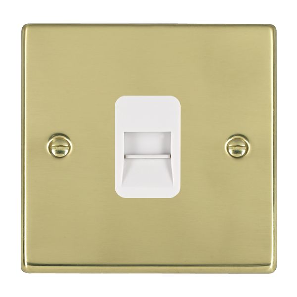 Hartland 71TCMW 1 gang Telephone Master Polished Brass with White Inserts