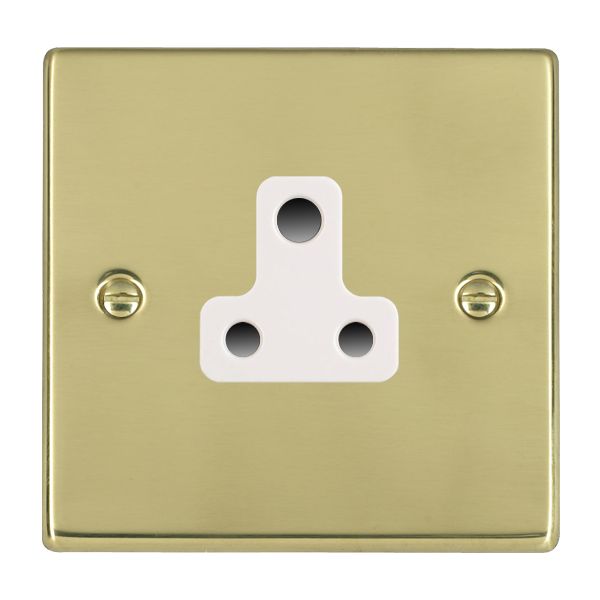 Hartland 71US5W 1 gang 5A Unswitched Socket Polished Brass with White Inserts