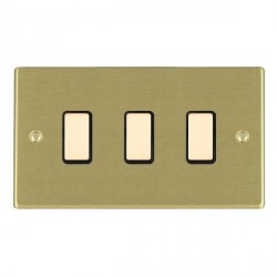 Hartland 723GPFL 3 gang Grid Fix Front Loading Aperture Plate with Grid Satin Brass