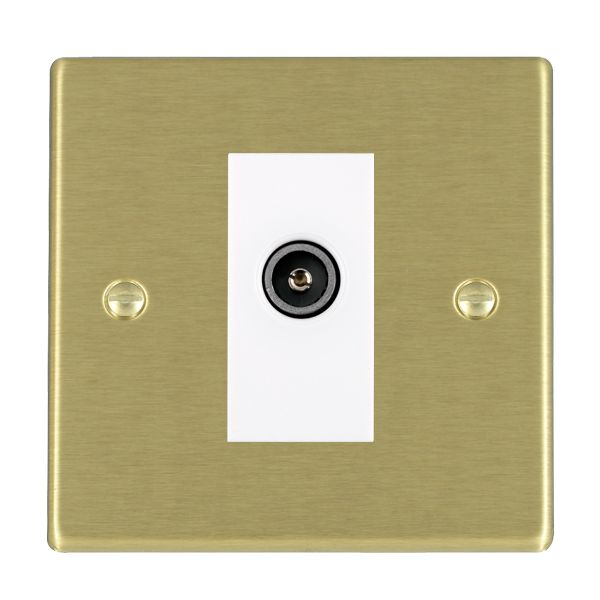 Hartland 72DTVFW 1 gang Non-Isolated TV (female) (DAB Compatible) Satin Brass with White Inserts