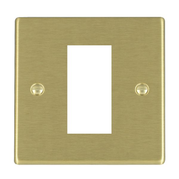 Hartland 72EURO1 1 gang EuroFix 25x50mm Apertured Plate with Grid Satin Brass