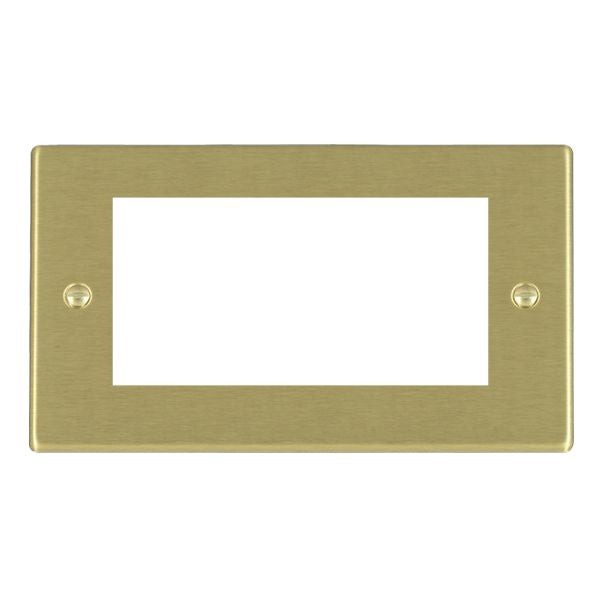 Hartland 72EURO4 4 gang EuroFix 100x50mm Apertured Plate with Grid Satin Brass
