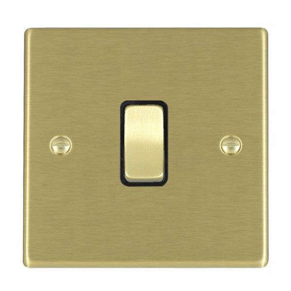 Hartland 72R21SB-B 1 gang 10AX 2 Way Rocker Satin Brass with Satin Brass/Black Inserts