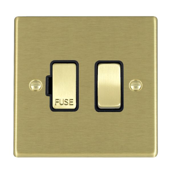 Hartland 72SPSB-B 1 gang 13A Double Pole Fused Spur Satin Brass with Satin Brass/Black Inserts
