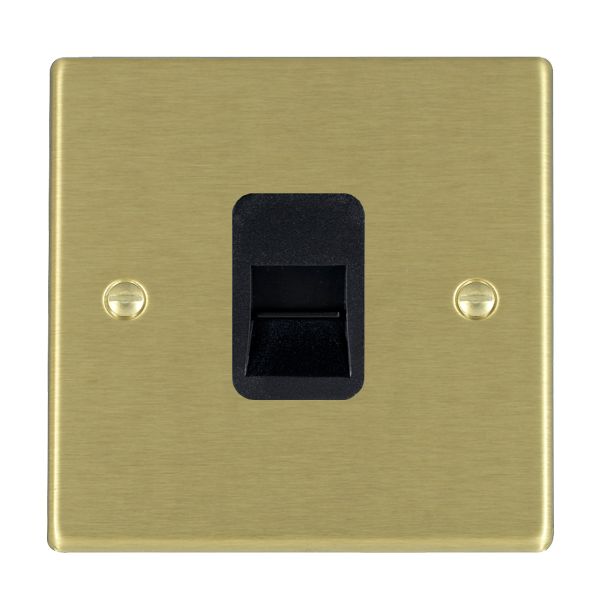 Hartland 72TCMB 1 gang Telephone Master Satin Brass with Black Inserts