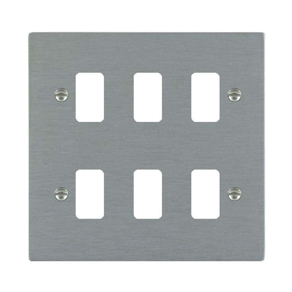 Hartland 746GPFL 6 gang Grid Fix Front Loading Aperture Plate with Grid Satin Steel