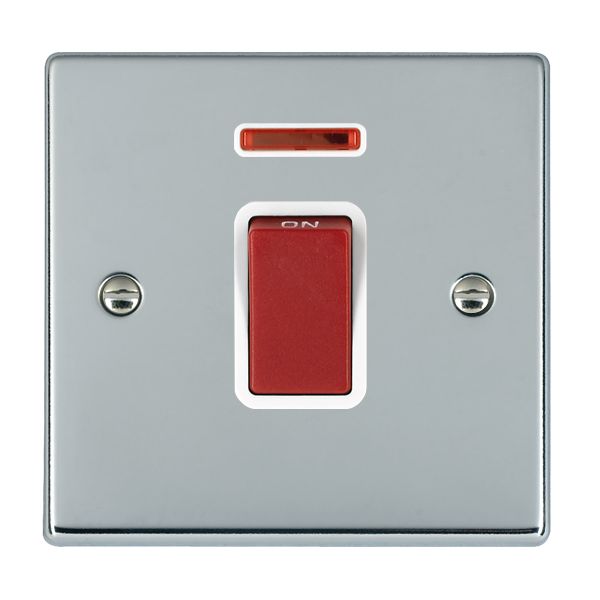 Hartland 7745NW 1 gang 45A Double Pole Red Rocker + Neon Bright Chrome with Red/White Inserts