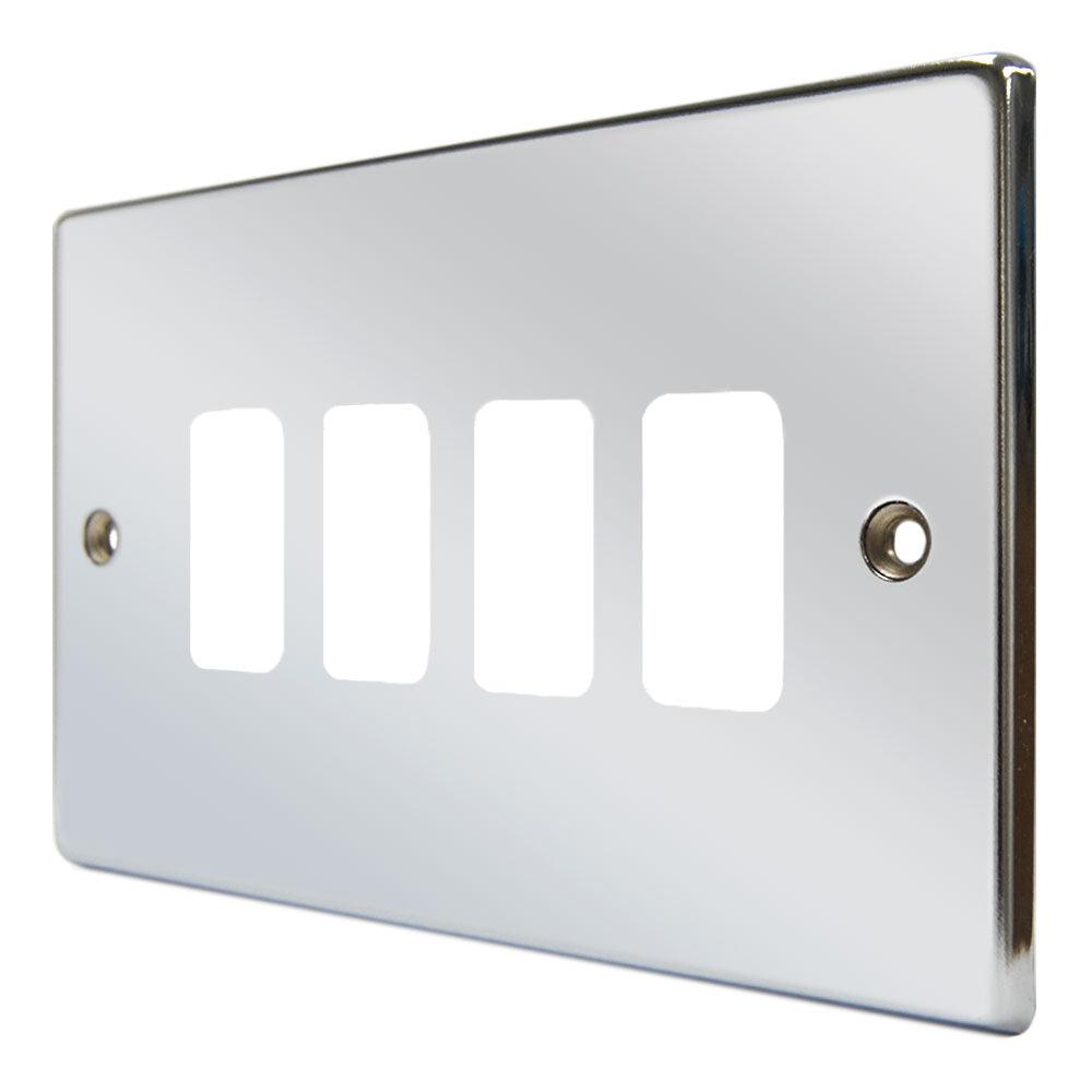 Hartland 774GPFL 4 gang Grid Fix Front Loading Aperture Plate with Grid Bright Chrome