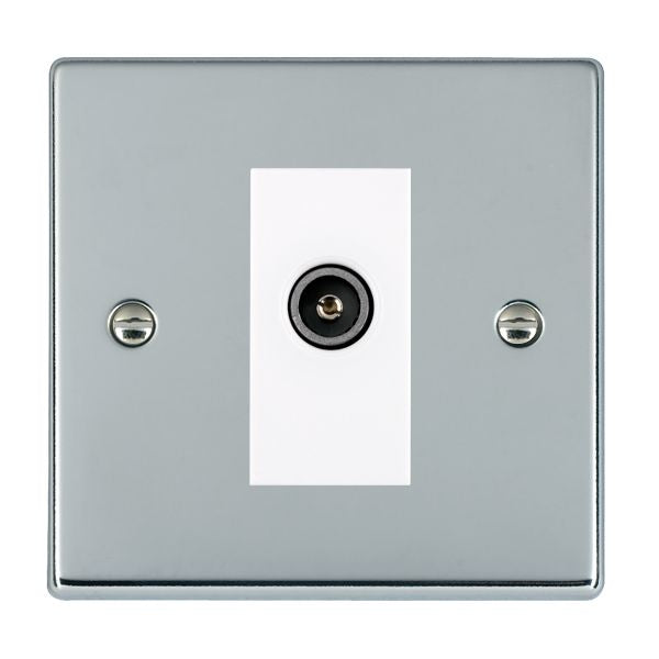 Hartland 77DTVFW 1 gang Non-Isolated TV (female) (DAB Compatible) Bright Chrome with White Inserts