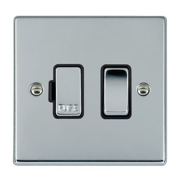 Hartland 77SPBC-B 1 gang 13A Double Pole Fused Spur Bright Chrome with Bright Chrome/Black Inserts