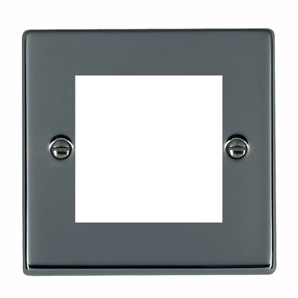 Hartland 78EURO2 2 gang EuroFix 50x50mm Apertured Plate with Grid Black Nickel