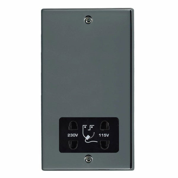 Hartland 78SHSB Shaver Dual Voltage Unswitched Socket (Vertically Mounted) Black Nickel with Black Inserts