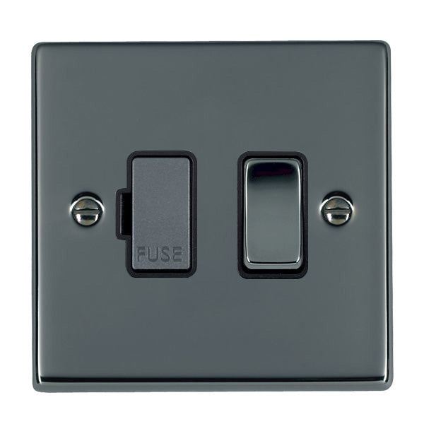 Hartland 78SPBK-B 1 gang 13A Double Pole Fused Spur Black Nickel with Black Nickel/Black Inserts