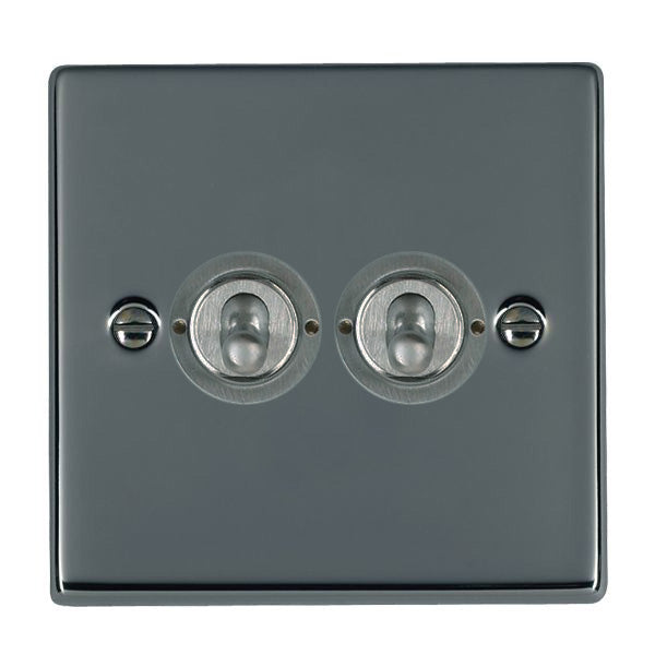 Hartland 78T22 2 gang 20AX 2 Way FL Toggle Black Nickel with Black Nickel Inserts