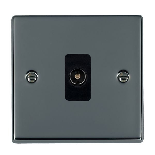 Hartland 78TVIB 1 gang Isolated TV 1in/1out Black Nickel with Black Inserts