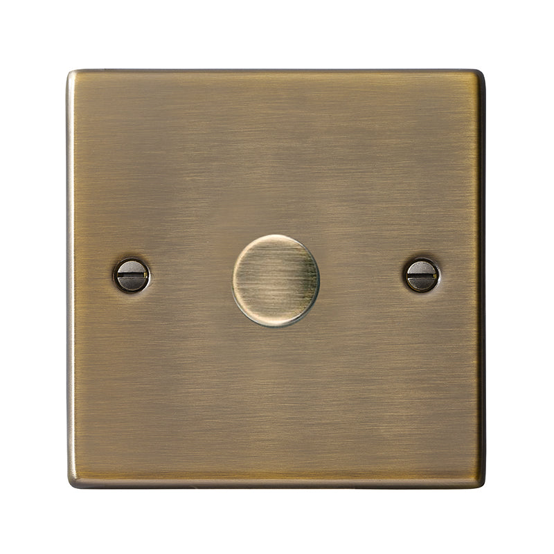 Hartland 791XL-SD250MW 1 gang 250W/VA Wi-Fi Rotary Master LED Trailing Edge Dimmer Antique Brass with Antique Brass Inserts