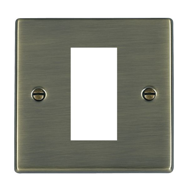 Hartland 79EURO1 1 gang EuroFix 25x50mm Apertured Plate with Grid Antique Brass