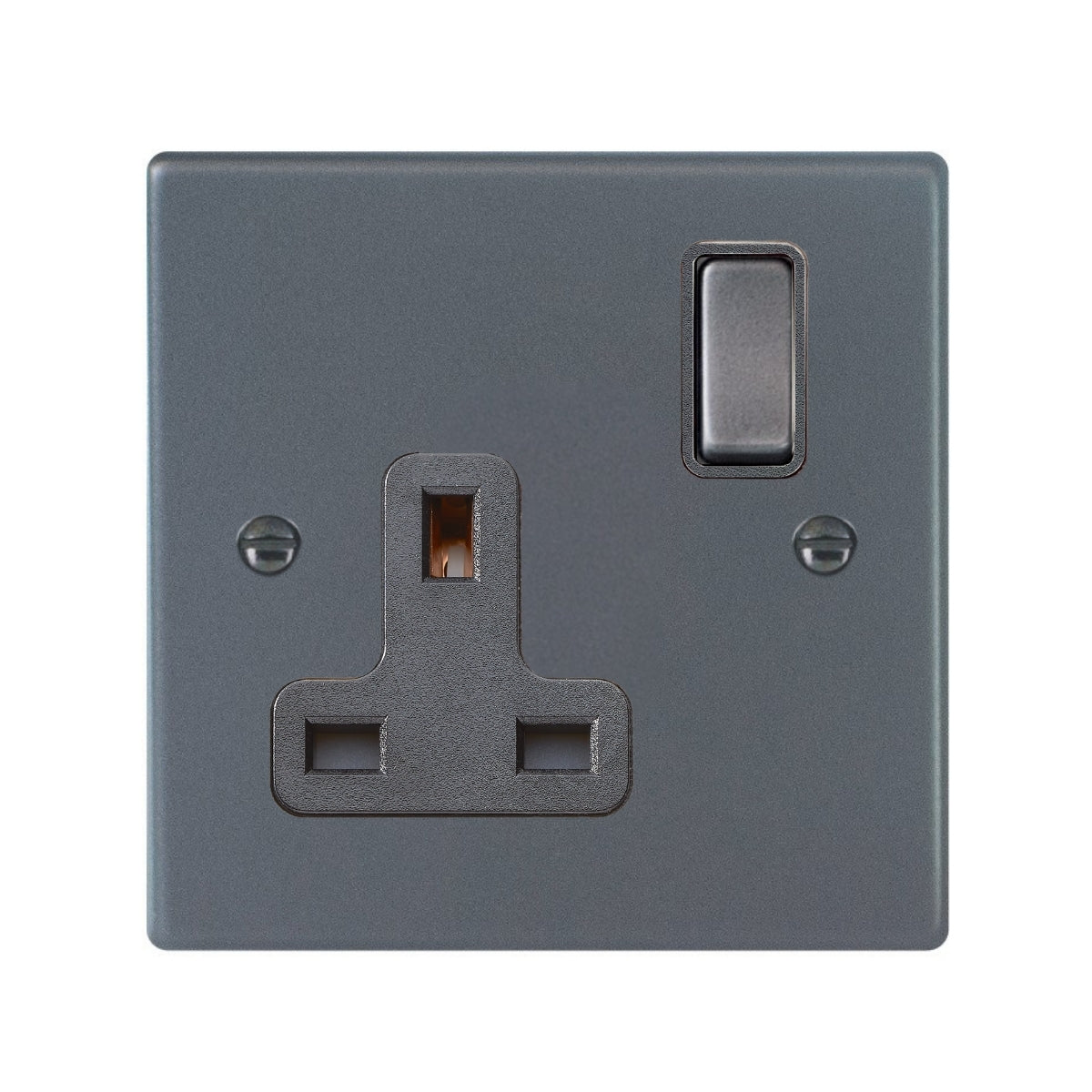 Hartland 7ASS1GA-QG 1 gang 13A Double Pole Switched Socket Anthra Gray with Anthra Gray/Quartz Grey Inserts