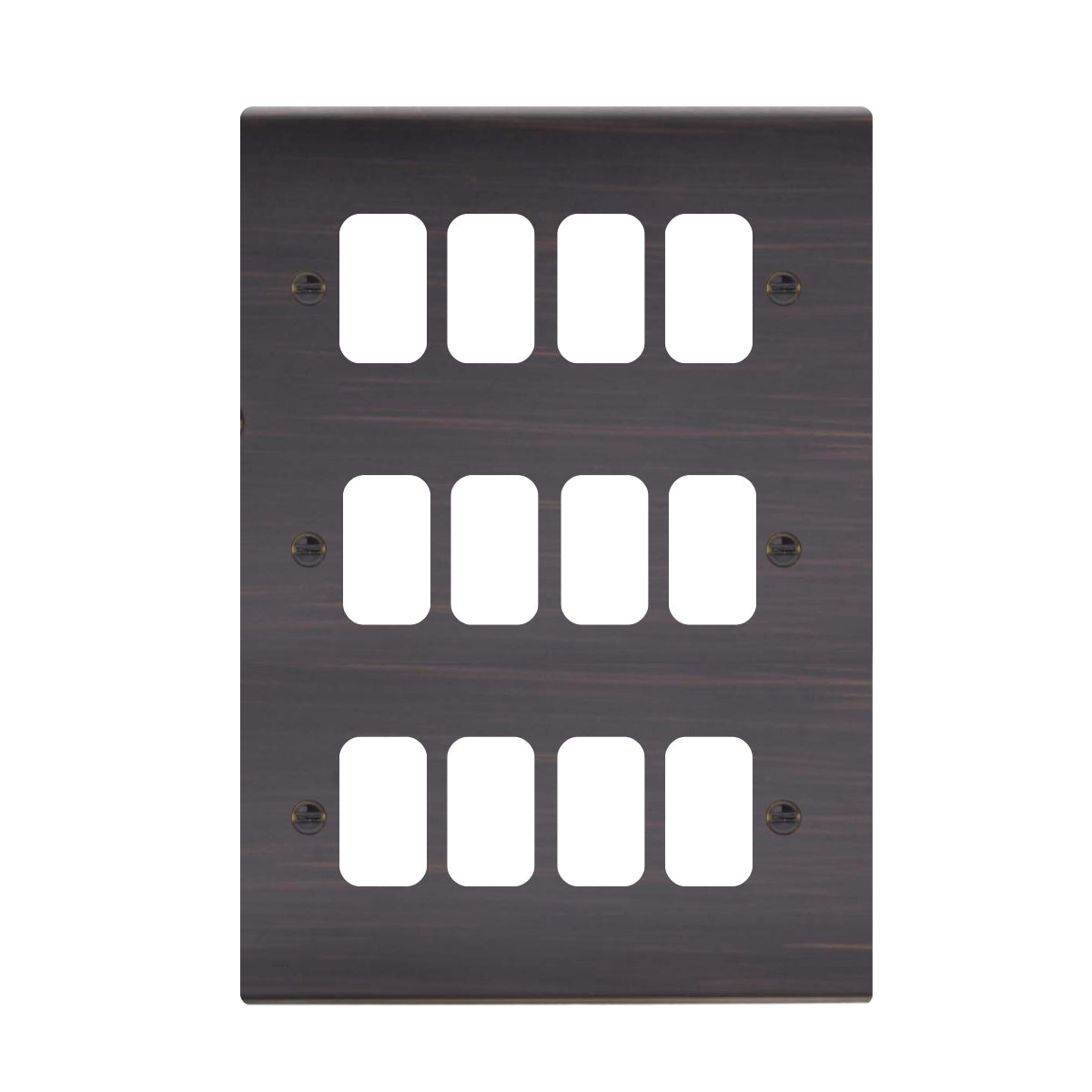 Hartland 7EB12GPFL 12 gang Grid Fix Front Loading Aperture Plate with Grid Etrium Bronze