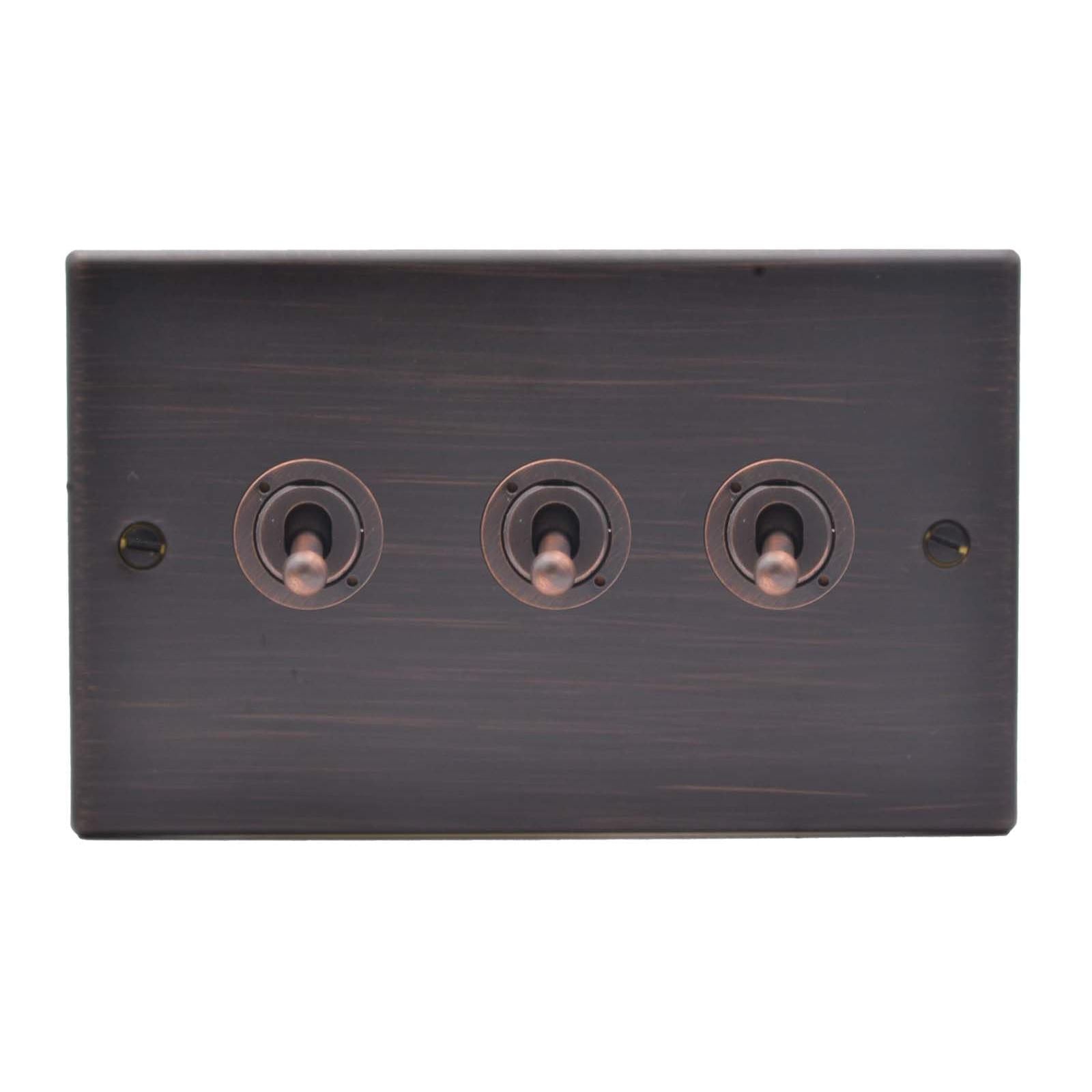 Hartland 7EBT23 3 gang 20AX 2 Way FL Toggle Etrium Bronze with Etrium Bronze Inserts