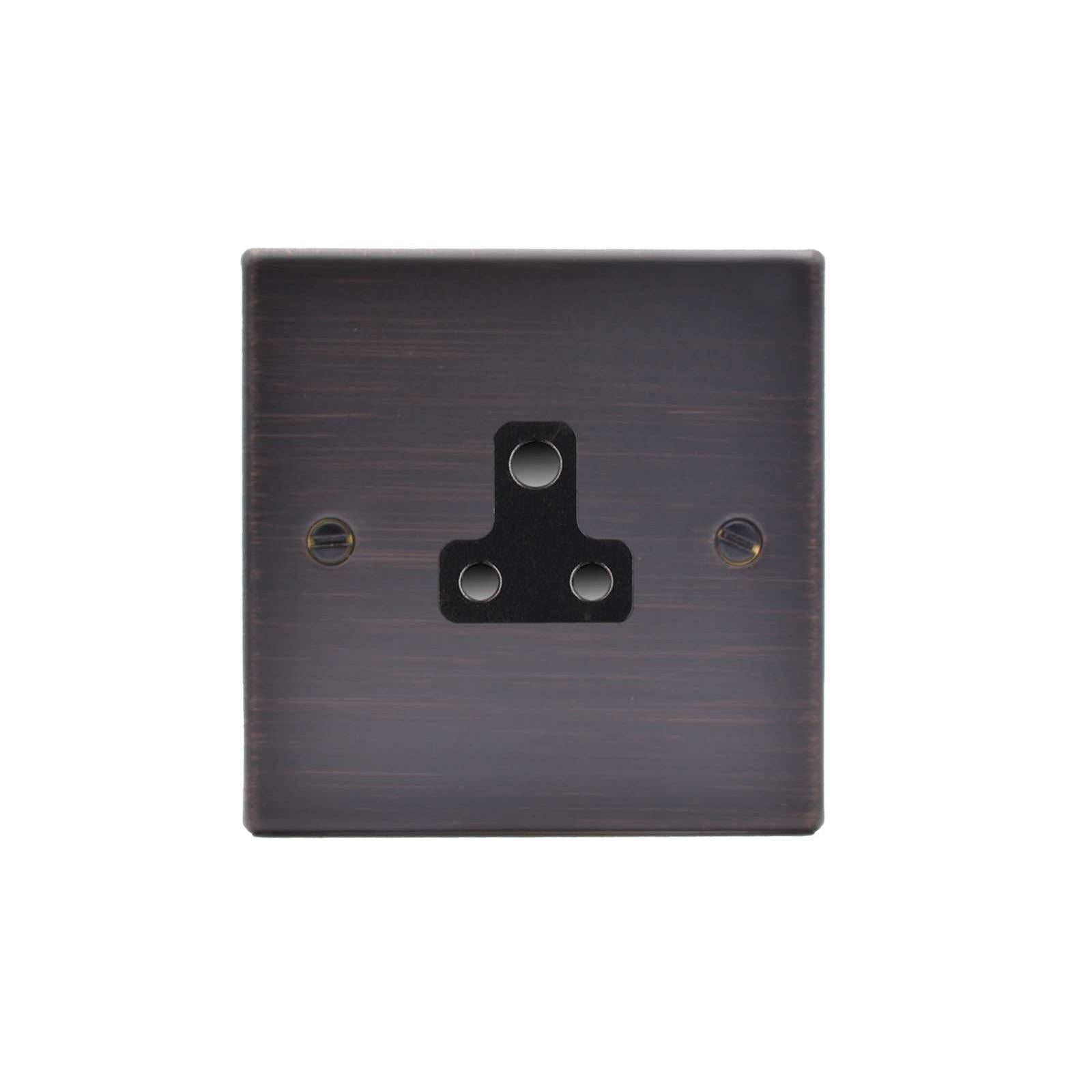 Hartland 7EBUS5B 1 gang 5A Unswitched Socket Etrium Bronze with Black Inserts