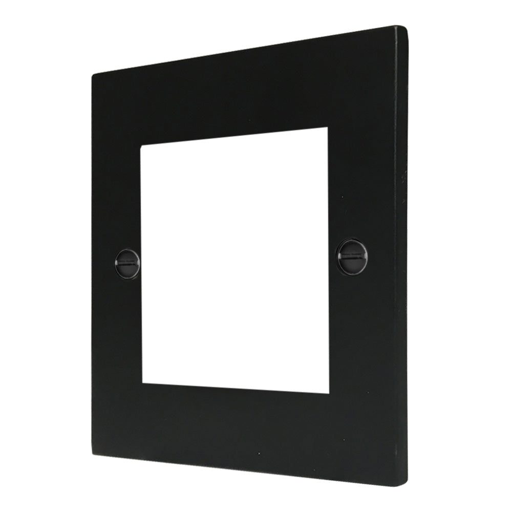 Hartland 7MBEURO2 2 gang EuroFix 50x50mm Apertured Plate with Grid Matt Black