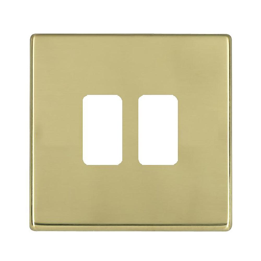 Hartland G2 7G212MFL 2 Module Front Loading Aperture Plate with Grid and Gasket Polished Brass