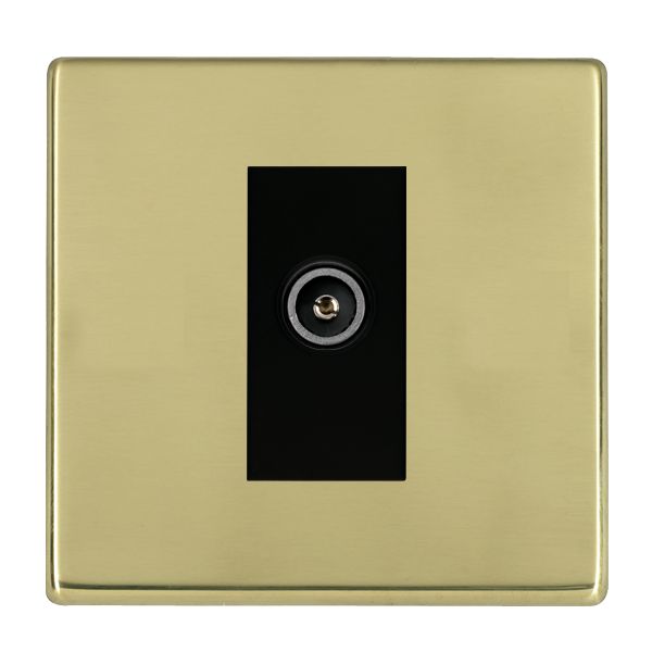 Hartland G2 7G21DTVFB 1 gang Non-Isolated TV (female) (DAB Compatible) Polished Brass with Black Inserts