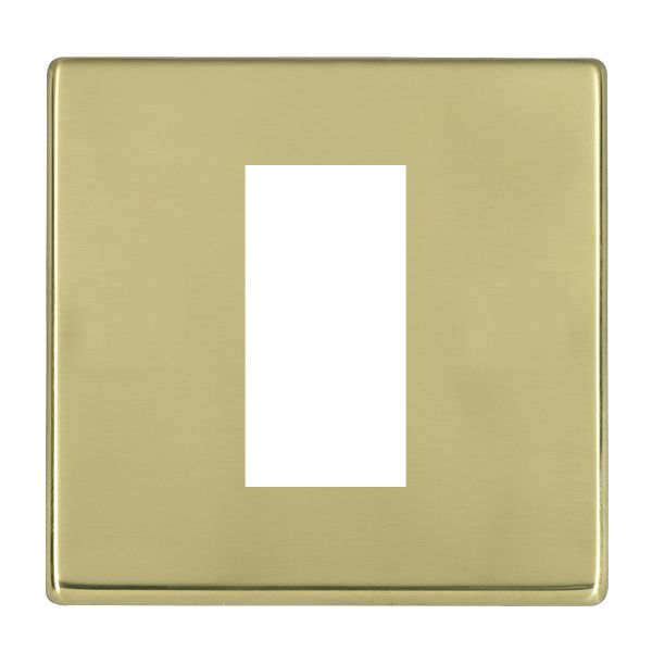 Hartland G2 7G21EURO1 1 gang EuroFix 25x50mm Apertured Plate with Grid Polished Brass