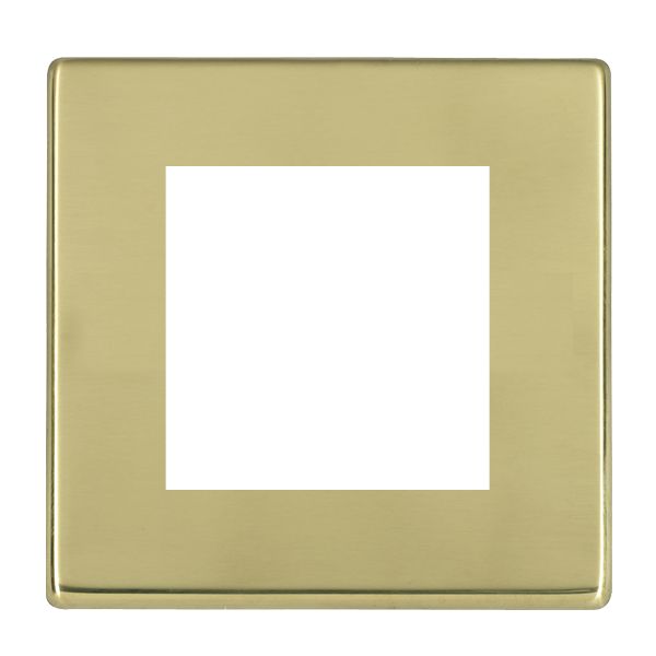 Hartland G2 7G21EURO2 2 gang EuroFix 50x50mm Apertured Plate with Grid Polished Brass