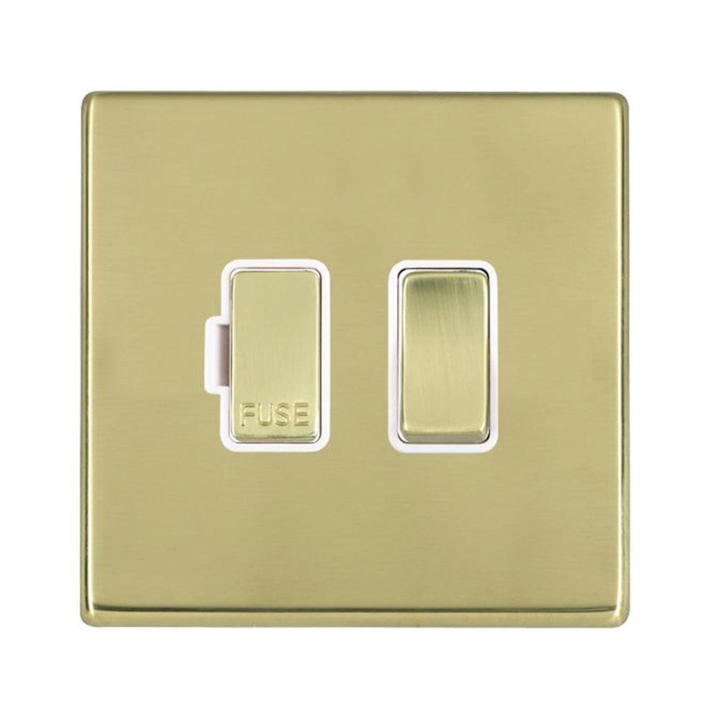 Hartland G2 7G21SPPB-W 1 gang 13A Double Pole Fused Spur Polished Brass with Polished Brass/White Inserts