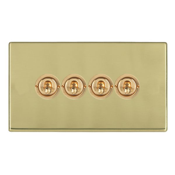 Hartland G2 7G21T24 4 gang 20AX 2 Way FL Toggle Polished Brass with Polished Brass Inserts