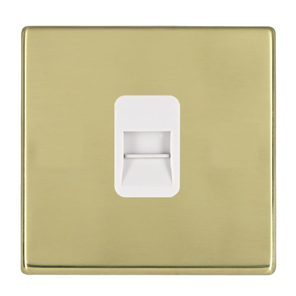 Hartland G2 7G21TCSW 1 gang Telephone Slave Polished Brass with White Inserts