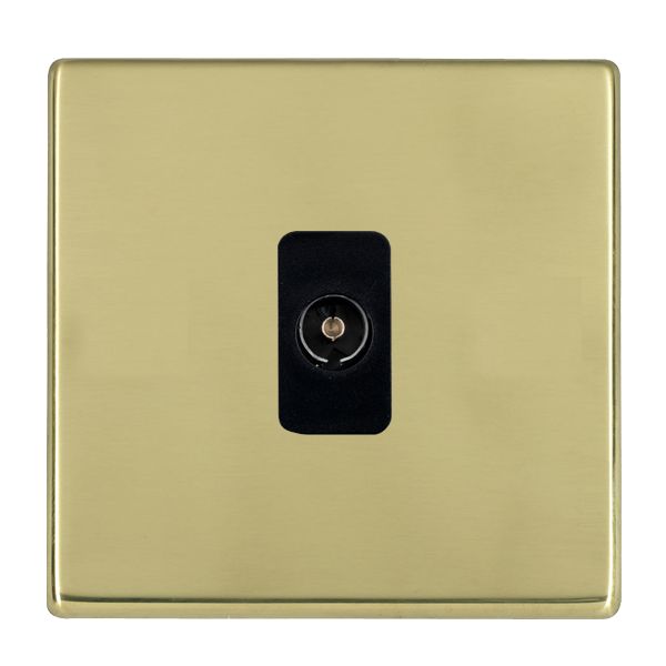 Hartland G2 7G21TVB 1 gang Non-Isolated TV 1in/1out Polished Brass with Black Inserts