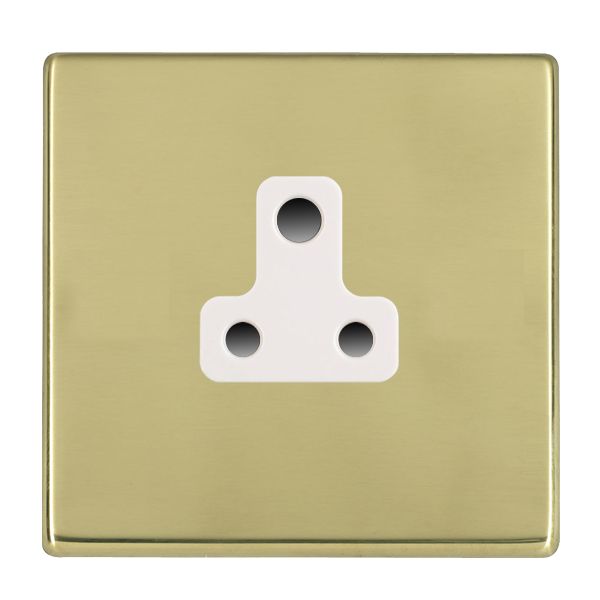 Hartland G2 7G21US5W 1 gang 5A Unswitched Socket Polished Brass with White Inserts