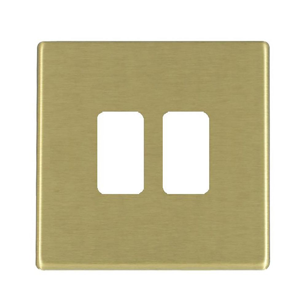 Hartland G2 7G222MFL 2 Module Front Loading Aperture Plate with Grid and Gasket Satin Brass