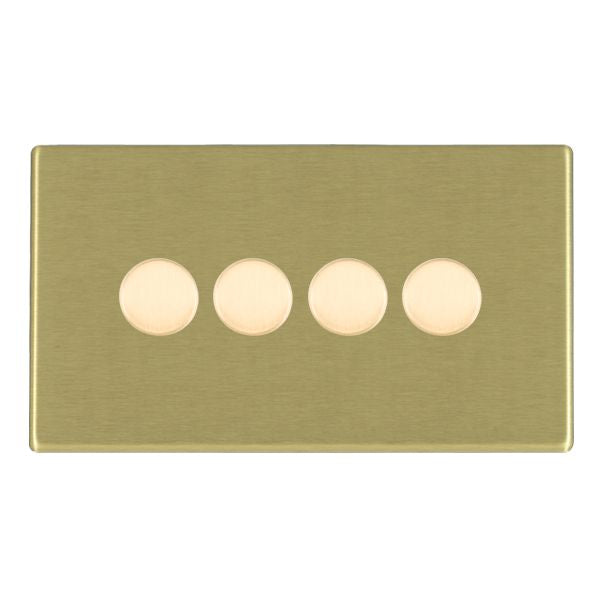Hartland G2 7G224XLEDITB100 4 gang 100W LED Trailing/Leading Edge Push On/Off Rotary 2 Way Switching Dimmer Satin Brass with Satin Brass Inserts