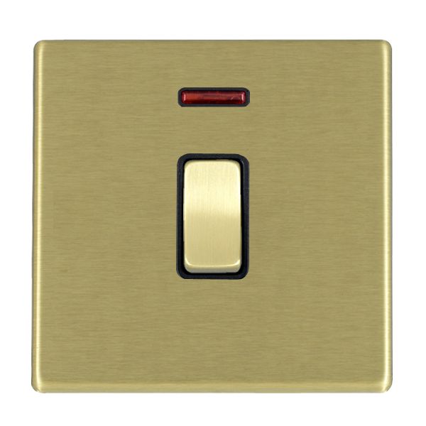 Hartland G2 7G22DPNSB-B 1 gang 20AX Double Pole Rocker + Neon Satin Brass with Satin Brass/Black Inserts