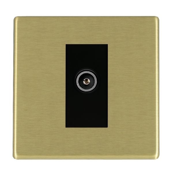 Hartland G2 7G22DTVFB 1 gang Non-Isolated TV (female) (DAB Compatible) Satin Brass with Black Inserts