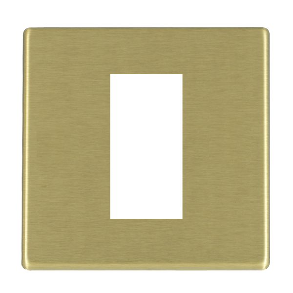 Hartland G2 7G22EURO1 1 gang EuroFix 25x50mm Apertured Plate with Grid Satin Brass