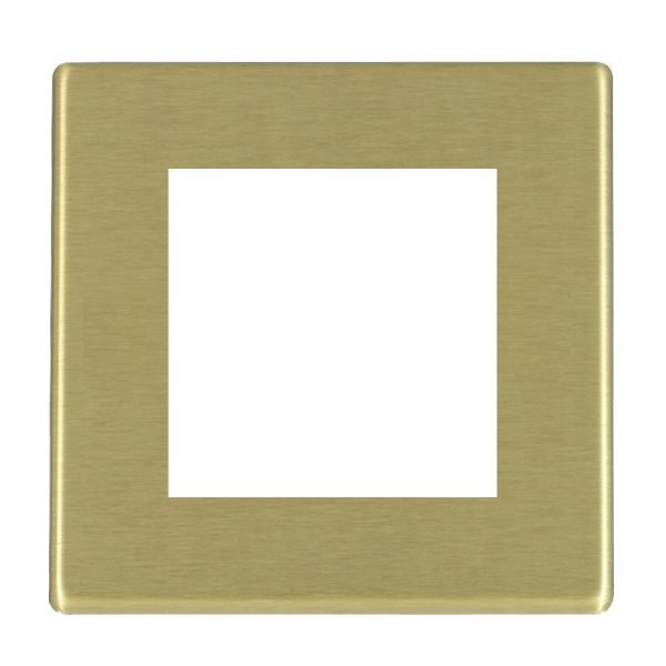 Hartland G2 7G22EURO2 2 gang EuroFix 50x50mm Apertured Plate with Grid Satin Brass