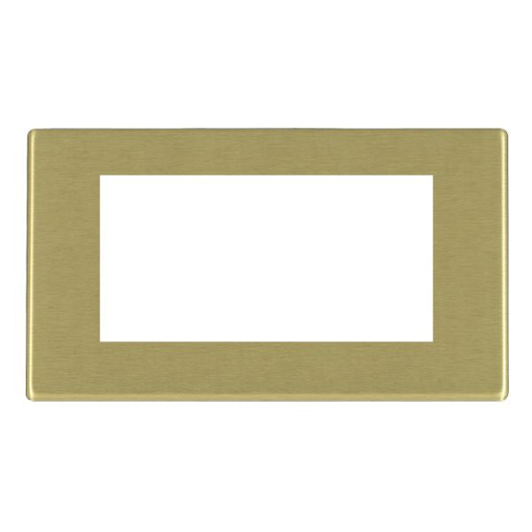 Hartland G2 7G22EURO4 4 gang EuroFix 100x50mm Apertured Plate with Grid Satin Brass