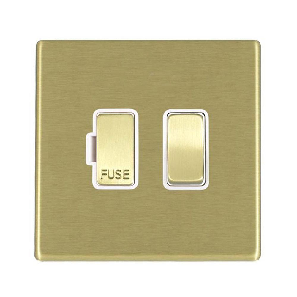 Hartland G2 7G22SPSB-W 1 gang 13A Double Pole Fused Spur Satin Brass with Satin Brass/White Inserts
