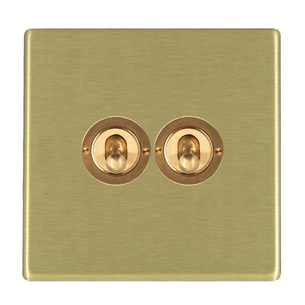 Hartland G2 7G22T22 2 gang 20AX 2 Way FL Toggle Satin Brass with Satin Brass Inserts