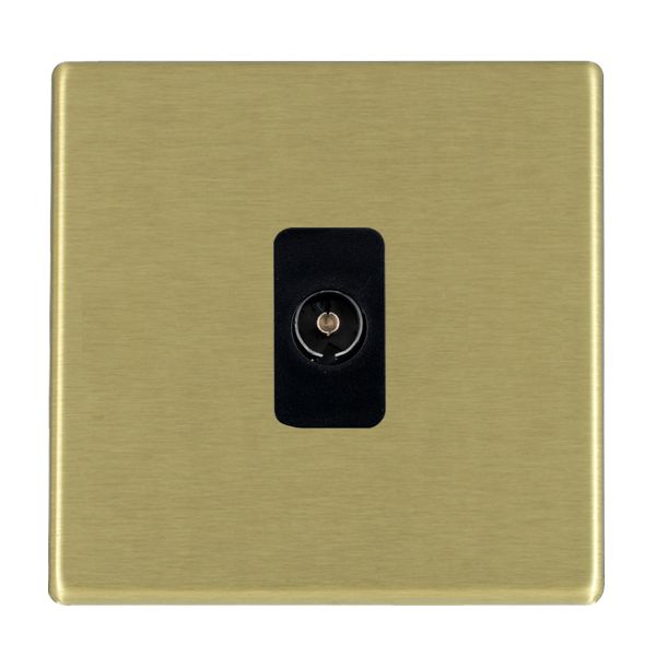 Hartland G2 7G22TVB 1 gang Non-Isolated TV 1in/1out Satin Brass with Black Inserts